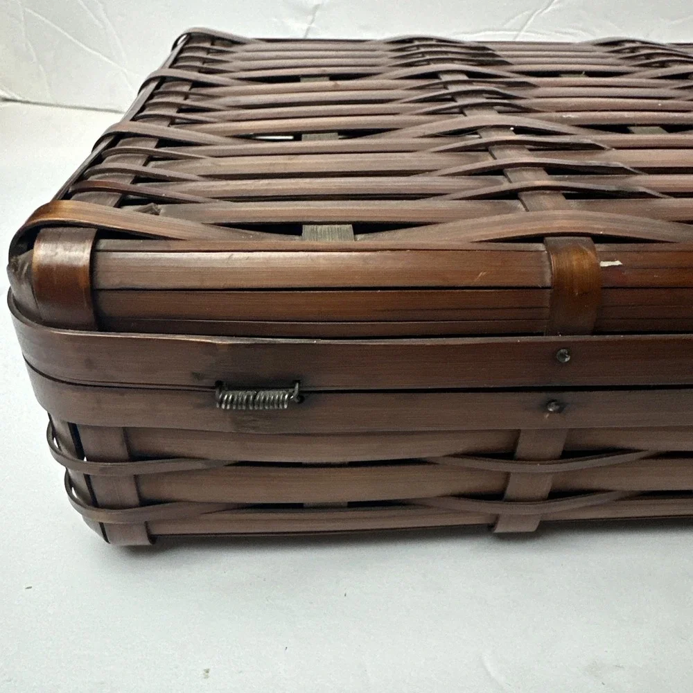 Vintage Bamboo Suitcase Style Basket MCM 10x7x3 Approximate No Handle